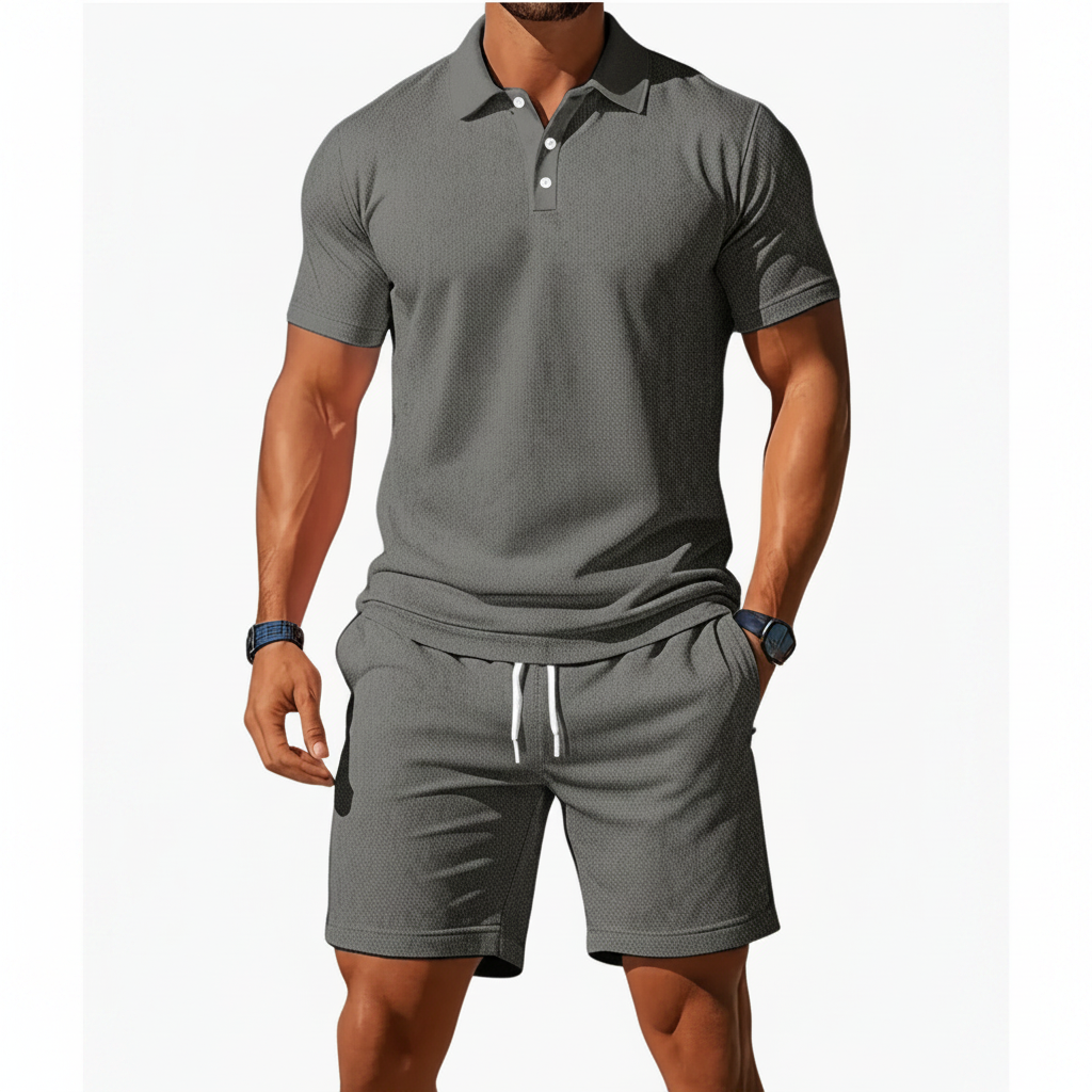 Liam | Men's Polo Shirt With Short Sleeves And Button Placket | Casual