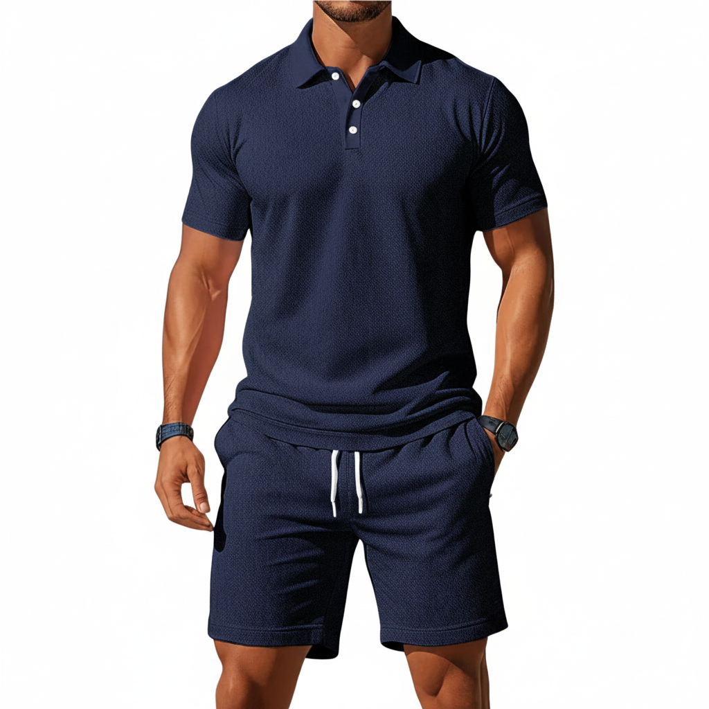 Liam | Men's Polo Shirt With Short Sleeves And Button Placket | Casual
