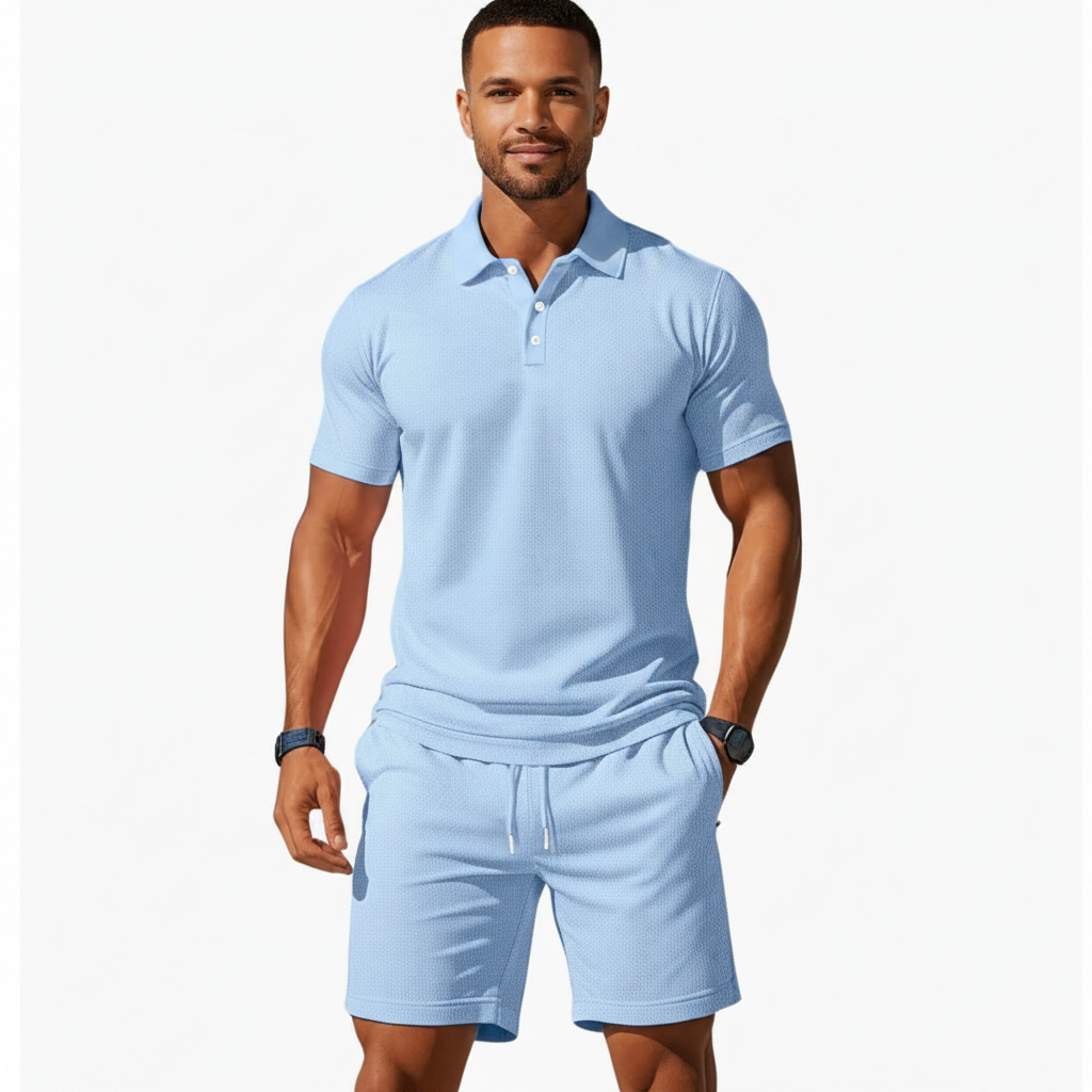 Liam | Men's Polo Shirt With Short Sleeves And Button Placket | Casual