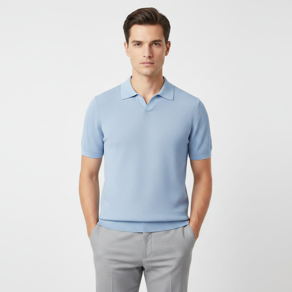 Liam | Men's Polo Shirt With Textured Knit And Short Sleeves | Casual