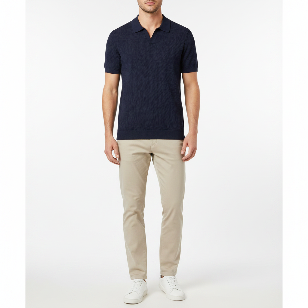 Liam | Men's Polo Shirt With Textured Knit And Short Sleeves | Casual