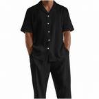 Liam | Men's Set With Cuban Collar Shirt And Pleated Pants | Casual