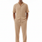 Liam | Men's Set With Cuban Collar Shirt And Pleated Pants | Casual