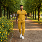 Liam | Men's Summer Set With Zip Polo Shirt And Drawstring Pants | Sporty