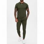 Liam | Men's Summer Set With Zip Polo Shirt And Drawstring Pants | Sporty