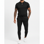 Liam | Men's Summer Set With Zip Polo Shirt And Drawstring Pants | Sporty
