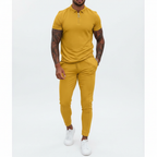 Liam | Men's Summer Set With Zip Polo Shirt And Drawstring Pants | Sporty