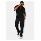 Liam | Men's Two Piece Set With Cuban Collar And Straight Leg Pants | Casual