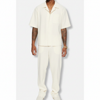 Liam | Men's Two Piece Set With Cuban Collar And Straight Leg Pants | Casual