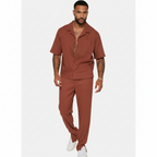 Liam | Men's Two Piece Set With Cuban Collar And Straight Leg Pants | Casual