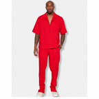 Liam | Men's Two Piece Set With Cuban Collar And Straight Leg Pants | Casual