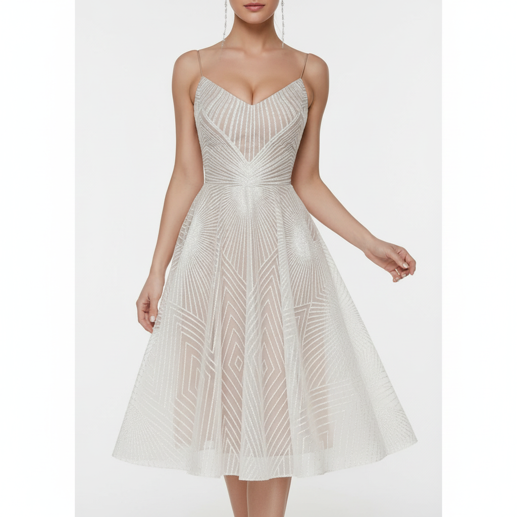 Liora | Women's Cocktail Midi Dress With Elegant Flutter Sleeves And V Neckline