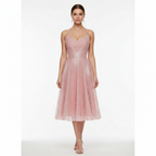 Liora | Women's Cocktail Midi Dress With Elegant Flutter Sleeves And V Neckline