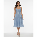 Liora | Women's Cocktail Midi Dress With Elegant Flutter Sleeves And V Neckline