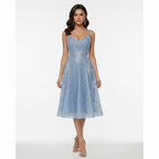 Liora | Women's Cocktail Midi Dress With Elegant Flutter Sleeves And V Neckline