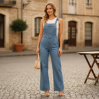 Liora | Women's Denim Jumpsuit With Belted Waist And Zip Closure