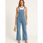 Liora | Women's Denim Jumpsuit With Belted Waist And Zip Closure