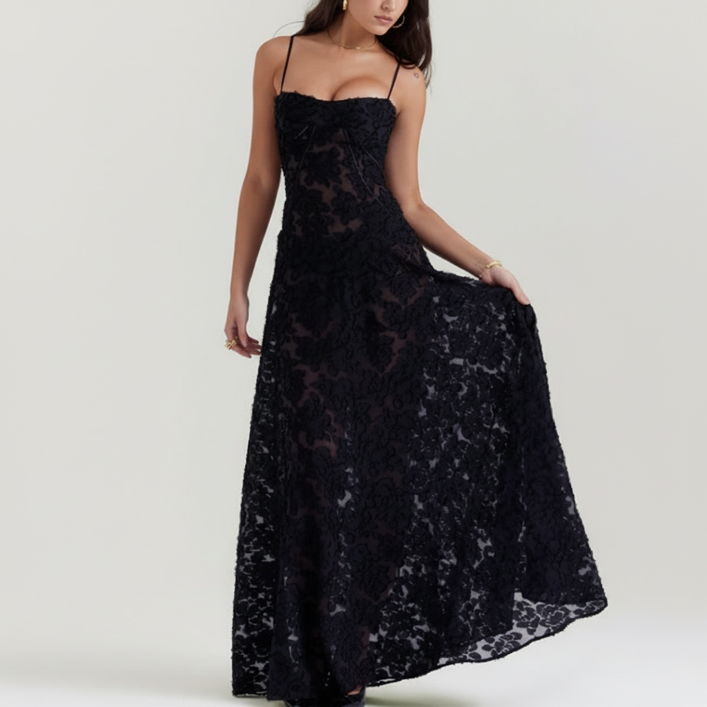 Liora | Women's Formal Maxi Dress With Wrap V Neck And Printed Design