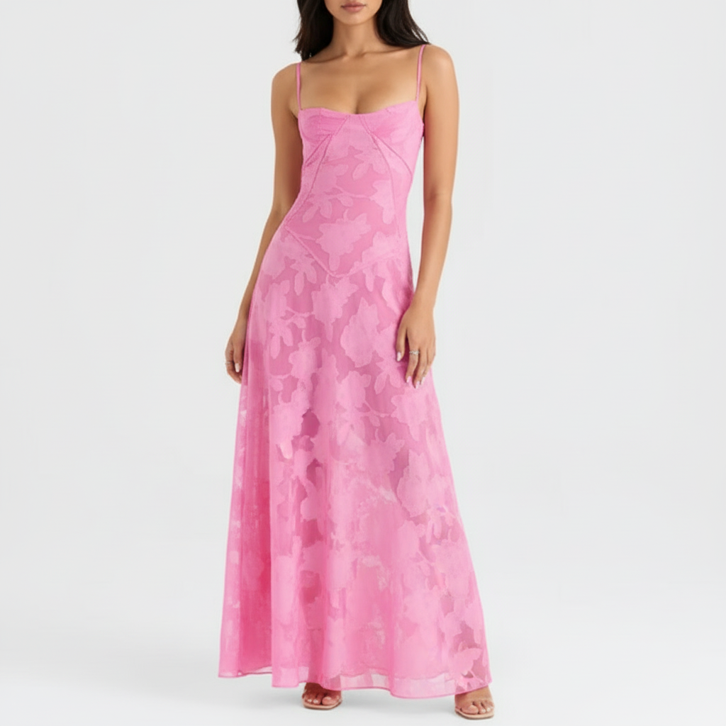 Liora | Women's Formal Maxi Dress With Wrap V Neck And Printed Design
