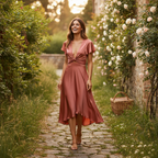 Liora | Women's Graduation Midi Dress With Floral Pattern And Sweetheart Fit