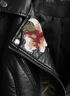 Liora | Women's Leather Jacket With Quilted Shoulders And Zip Closure