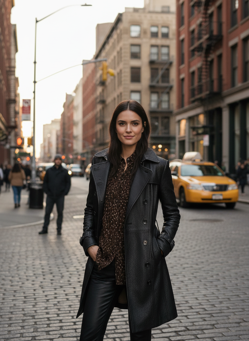 Liora | Women's Trench Coat With Button Front And Notched Collar