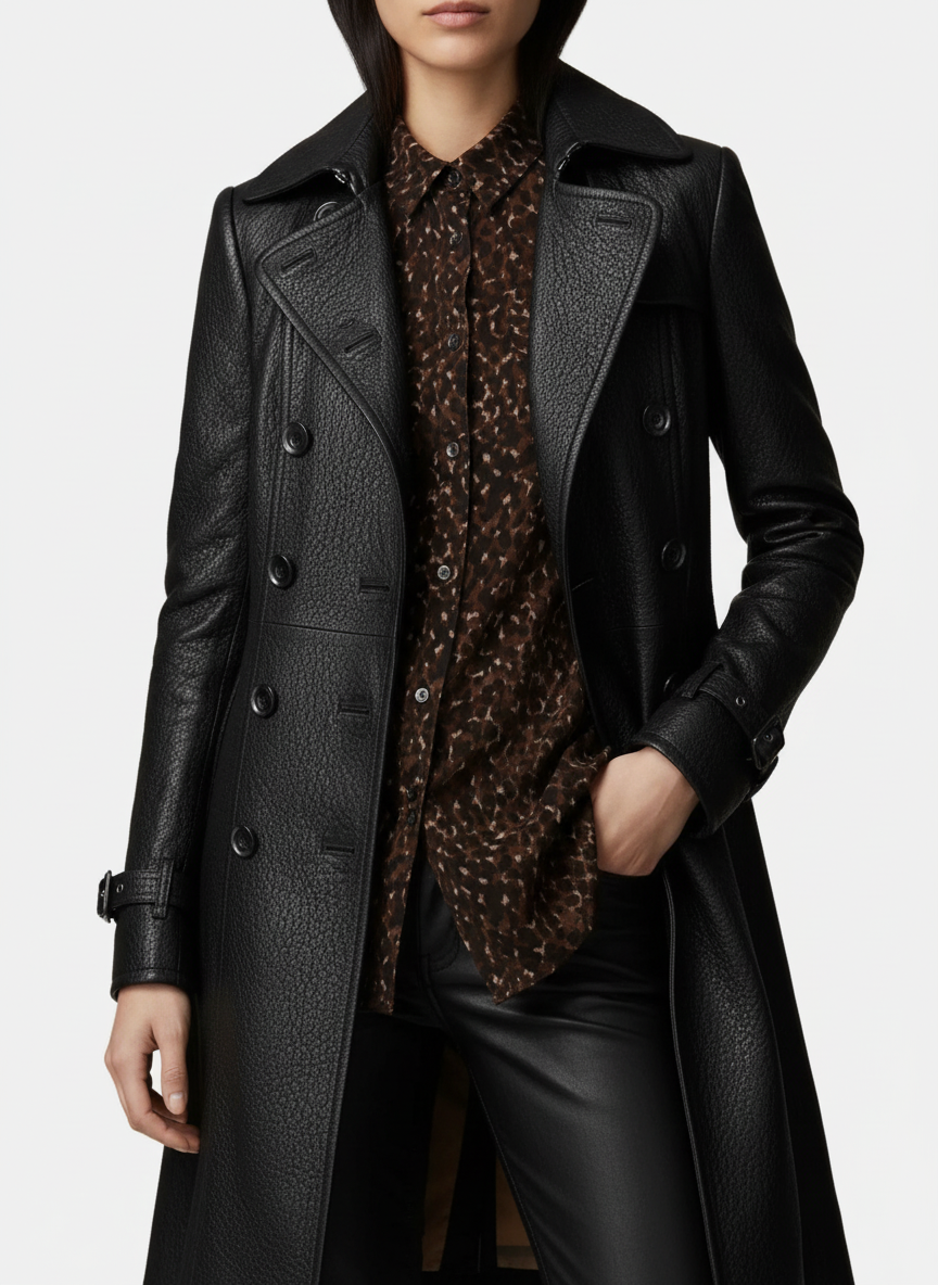 Liora | Women's Trench Coat With Button Front And Notched Collar