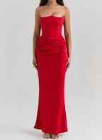 Liora | Women's Wedding Guest Dress With Deep V Neck And Pleated Finish