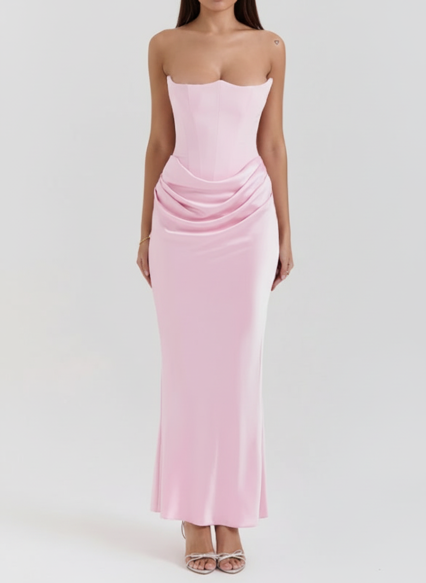 Liora | Women's Wedding Guest Dress With Deep V Neck And Pleated Finish