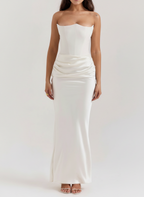 Liora | Women's Wedding Guest Dress With Deep V Neck And Pleated Finish