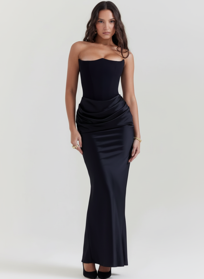 Liora | Women's Wedding Guest Dress With Deep V Neck And Pleated Finish