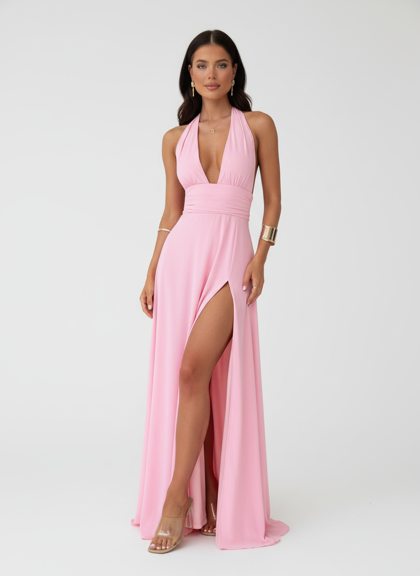 Liora | Women's Wedding Guest Dress With Gathered Waist And V Neck