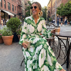 Livia | Women’s Formal Maxi Dress With Tie-Dye Print And Long Sleeve Design | Elegant Maxi