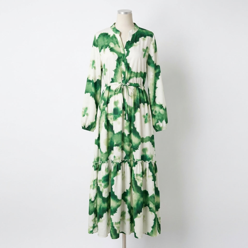 Livia | Women’s Formal Maxi Dress With Tie-Dye Print And Long Sleeve Design | Elegant Maxi