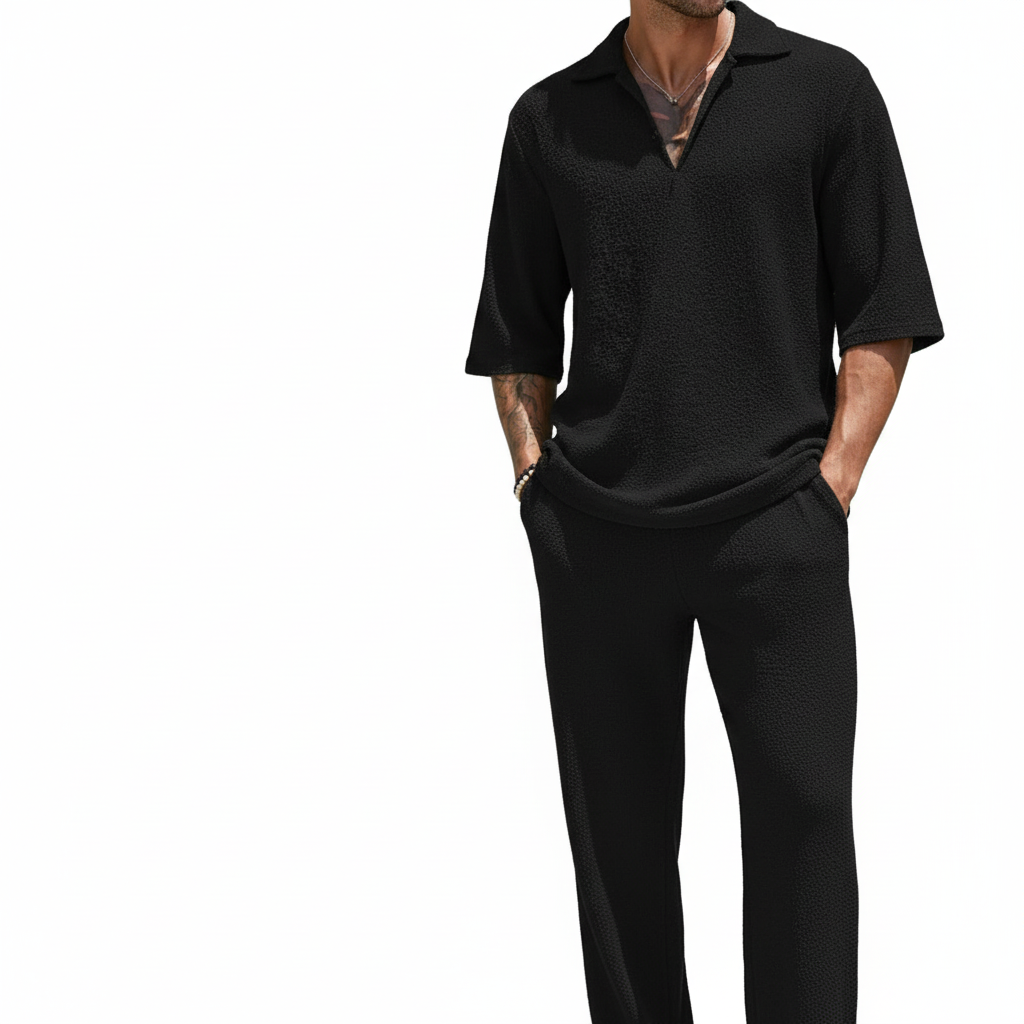 Lucas | Men's 2-Piece Set With Short Sleeve Shirt And Relaxed Trousers | Summer