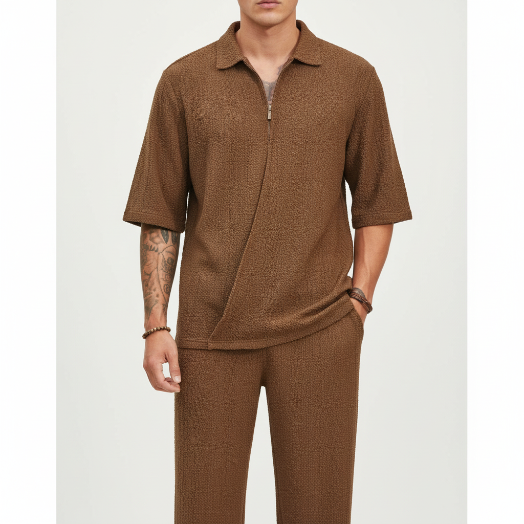 Lucas | Men's 2-Piece Set With Short Sleeve Shirt And Relaxed Trousers | Summer