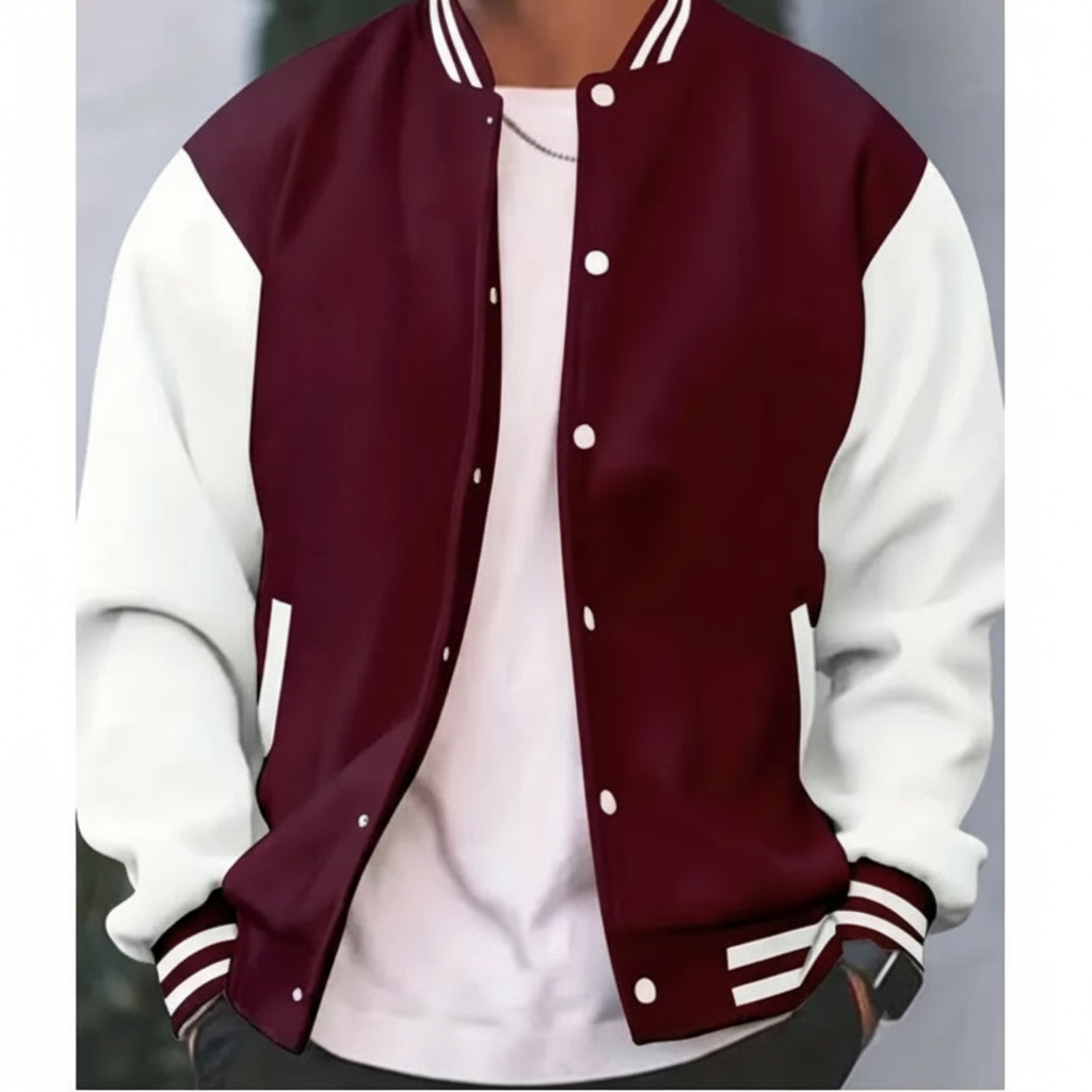 Lucas | Men's Bomber Jacket With Contrast Sleeves And Snap Buttons | Casual