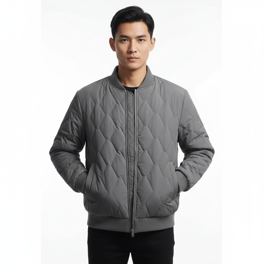 Lucas | Men's Bomber Jacket With Quilted Texture And Zip Closure | Casual