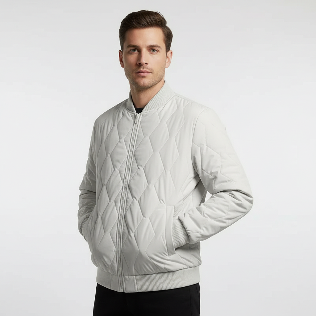 Lucas | Men's Bomber Jacket With Quilted Texture And Zip Closure | Casual