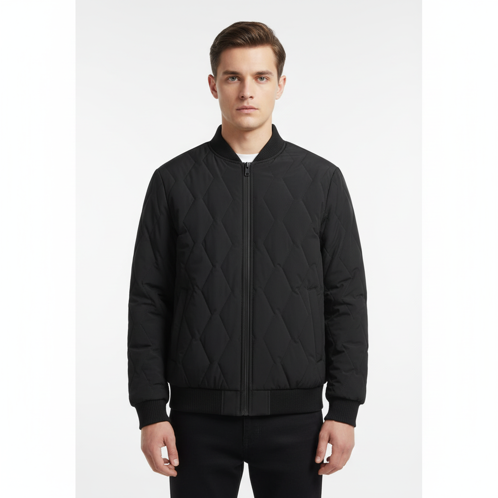Lucas | Men's Bomber Jacket With Quilted Texture And Zip Closure | Casual