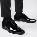 Lucas | Men's Patent Oxford Shoes With Lace Up Closure And Sleek Panel Design | Formal