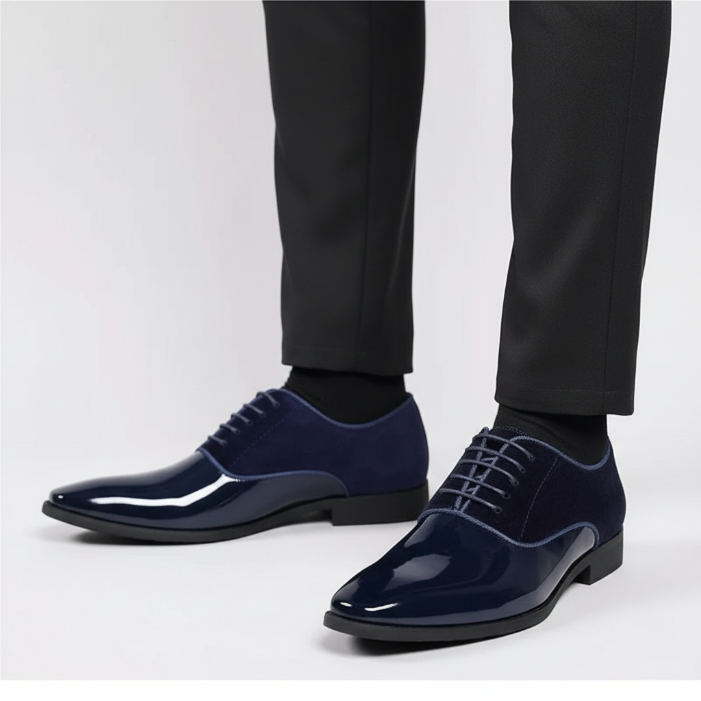 Lucas | Men's Patent Oxford Shoes With Lace Up Closure And Sleek Panel Design | Formal