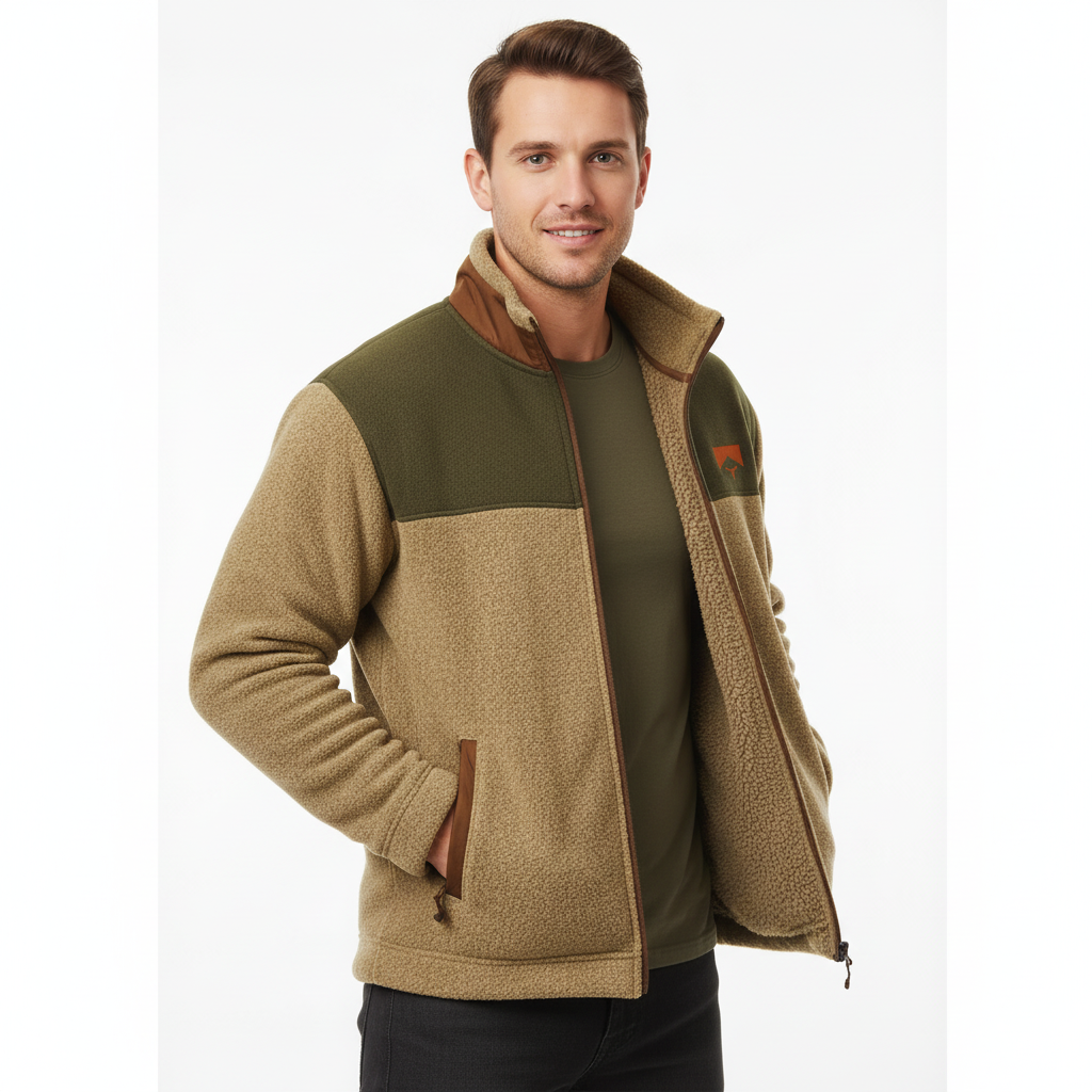 Lucas | Men's Sherpa Jacket With High Neck And Zip Closure | Outdoor