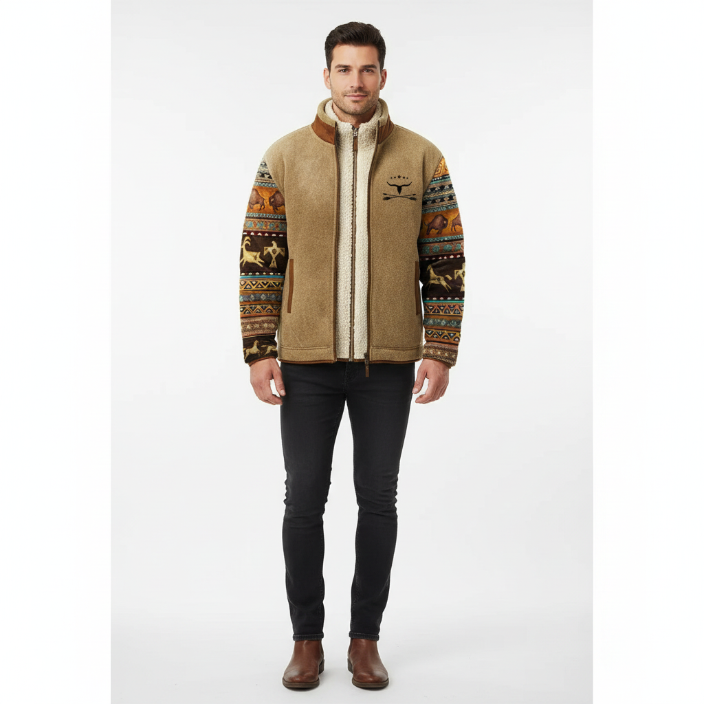 Lucas | Men's Sherpa Jacket With High Neck And Zip Closure | Outdoor