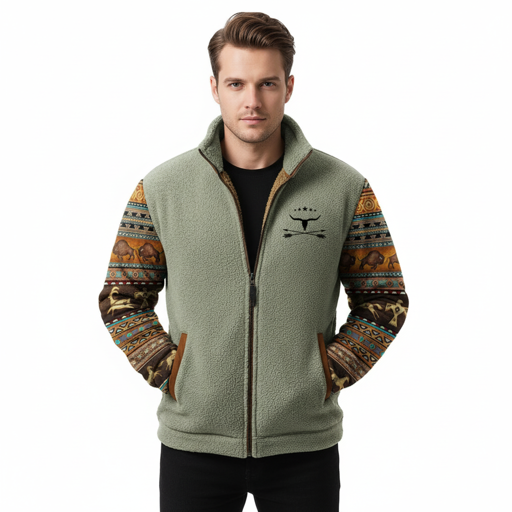Lucas | Men's Sherpa Jacket With High Neck And Zip Closure | Outdoor