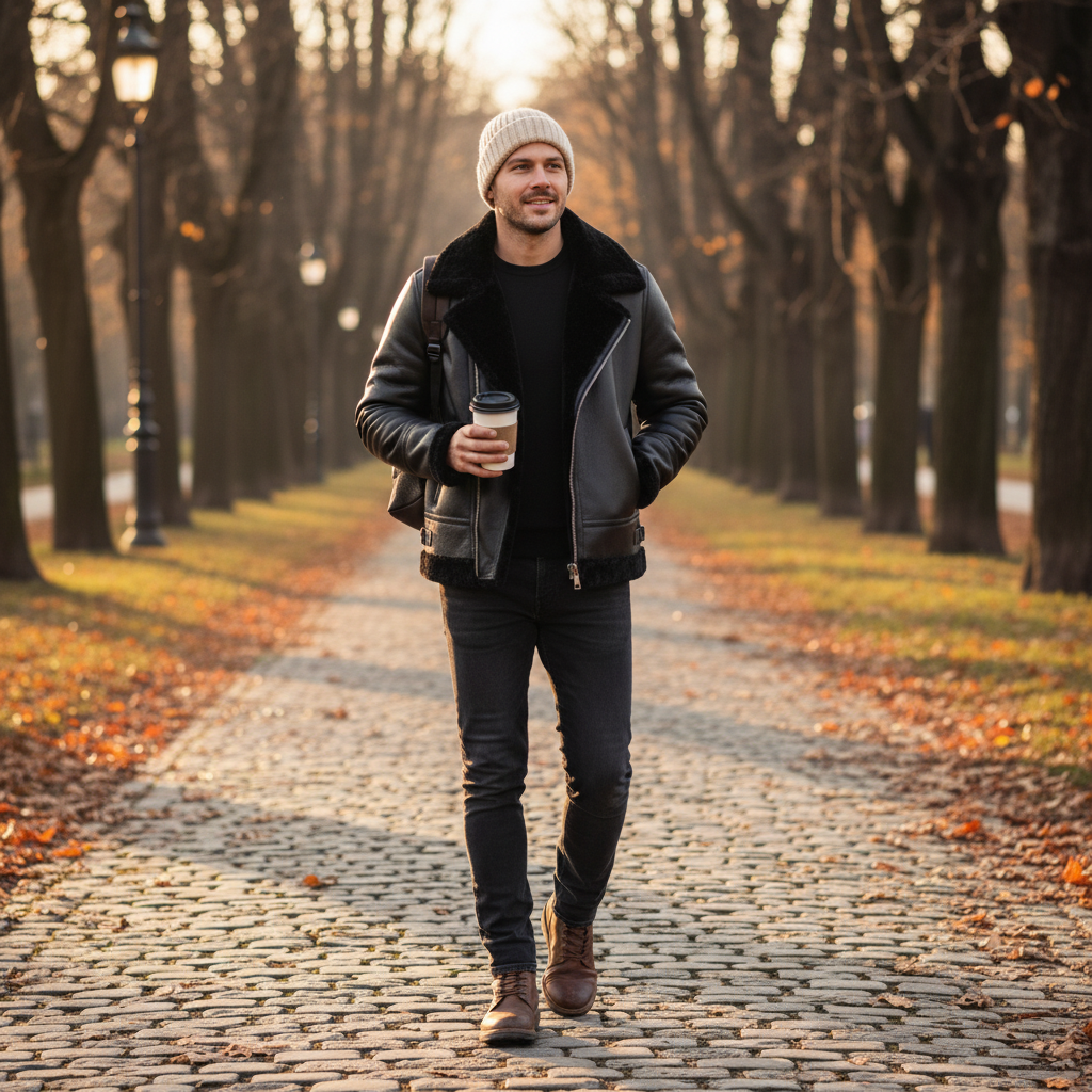 Lucas | Men's Sherpa Jacket With Zip Closure And High Neck | Winter