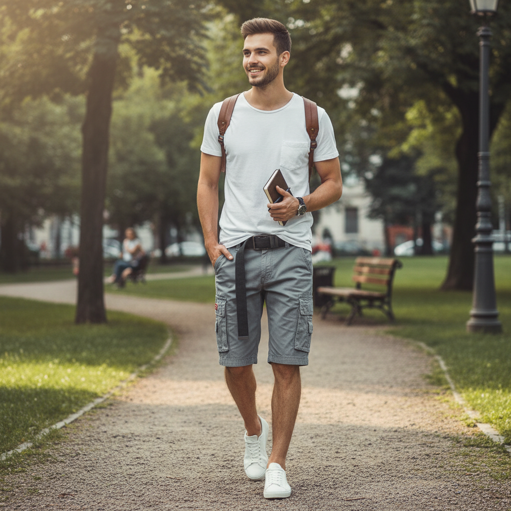 Lucas | Men's Shorts With Cargo Pockets And Button Closure | Casual