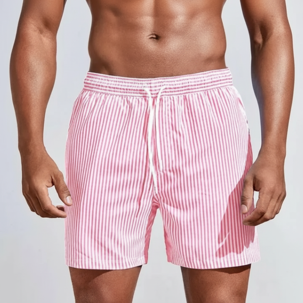 Lucas | Men's Swim Short With Drawstring Waist And Striped Design | Summer