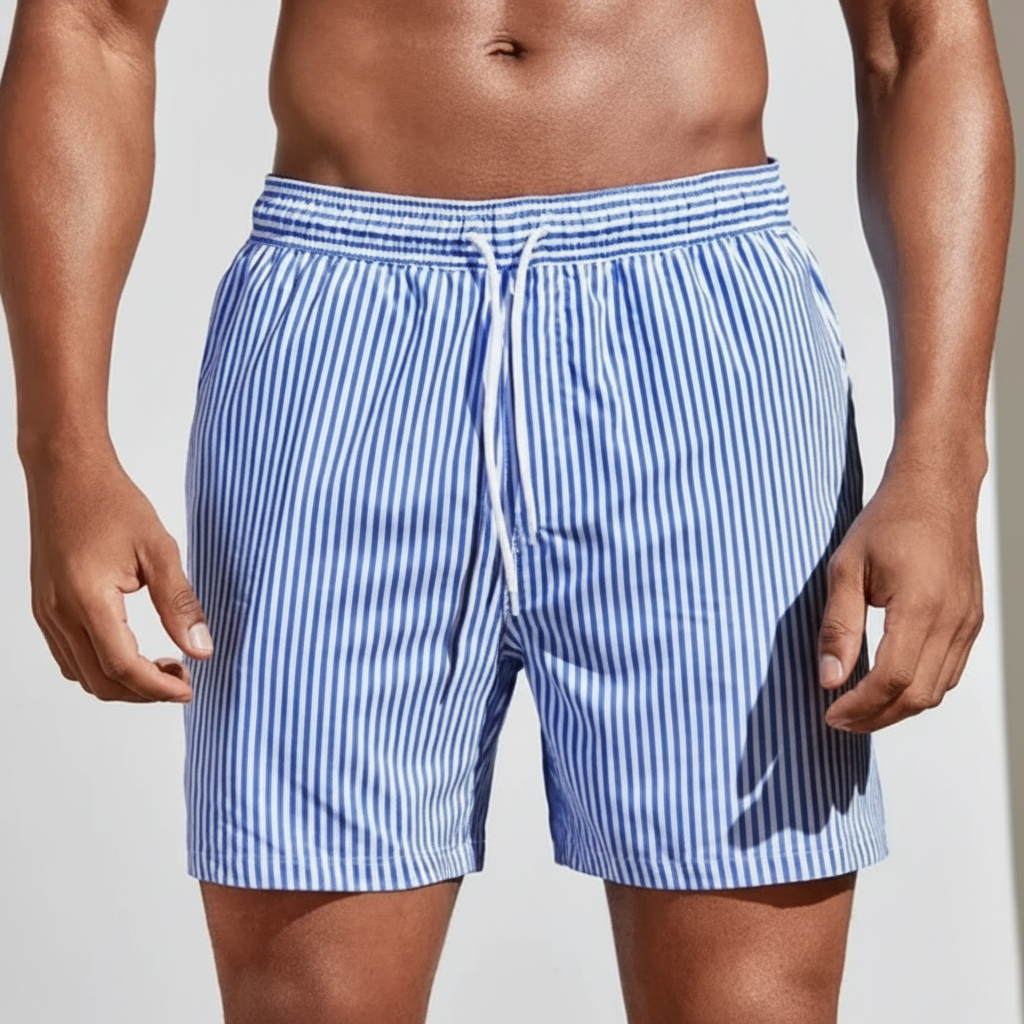 Lucas | Men's Swim Short With Drawstring Waist And Striped Design | Summer