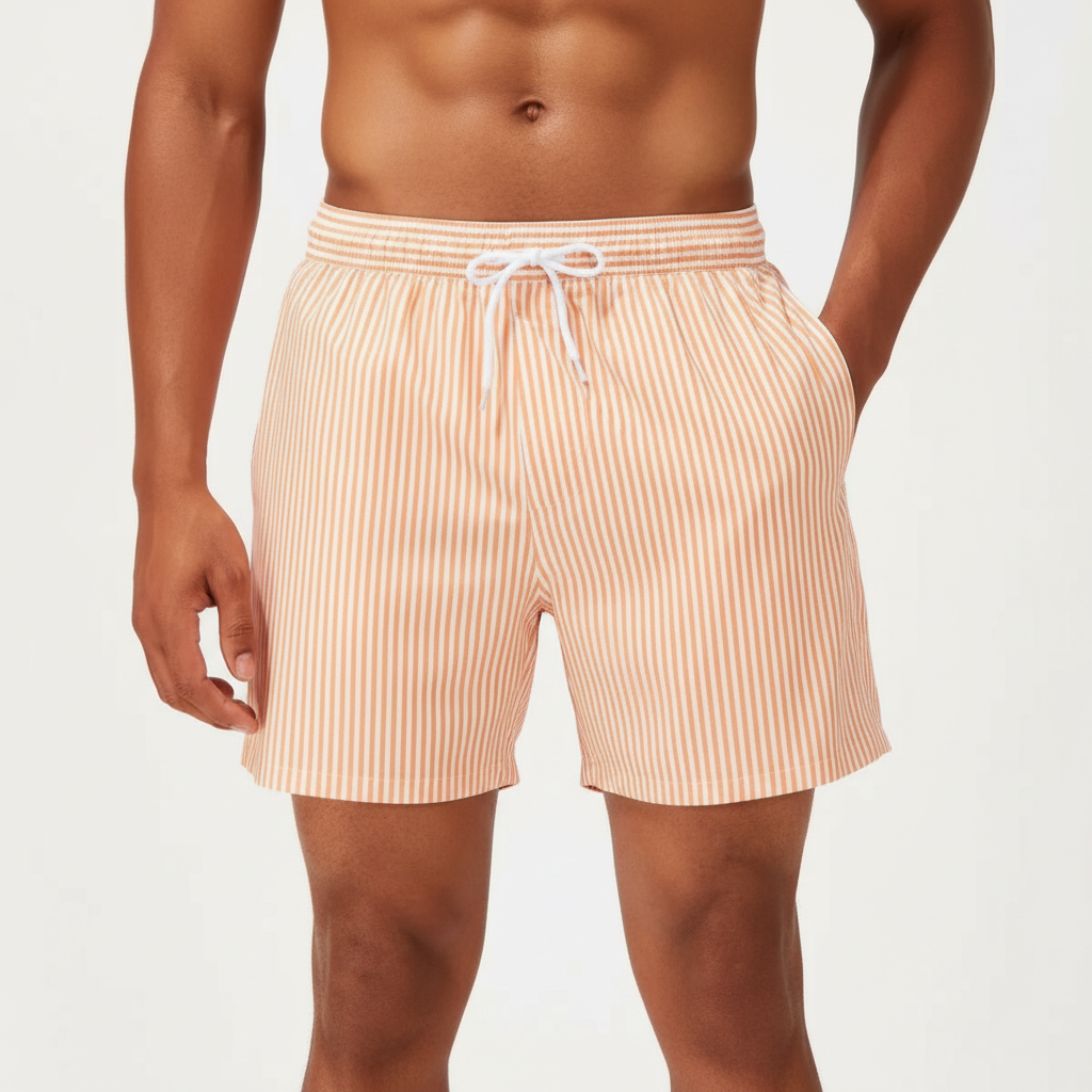 Lucas | Men's Swim Short With Drawstring Waist And Striped Design | Summer